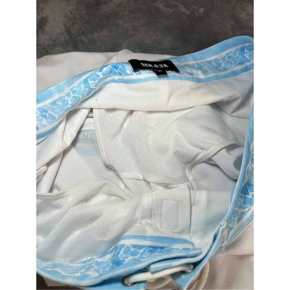Revolve SER.O.YA Board Shorts Mens Large White Blue Floral Swim Trunks NWOT